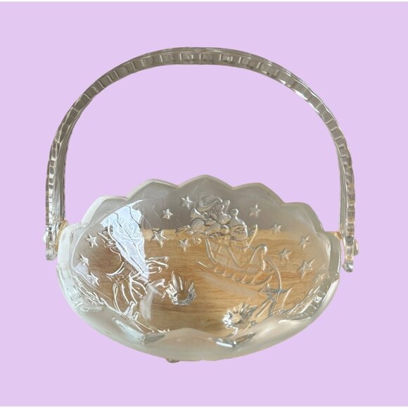 Mikasa Crystal Basket Santa's Sleigh With Reindeer Christmas Night - Picture 2 of 8